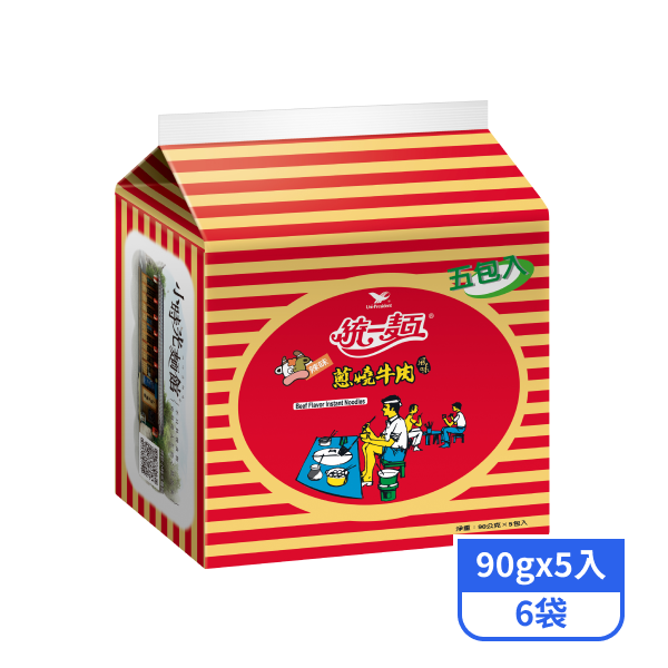 【統一麵】袋麵-蔥燒牛肉風味(90gx5入)x6袋