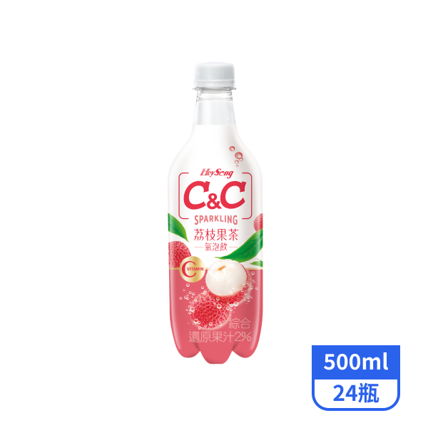 【黑松】C&C氣泡飲-荔枝果茶口味500mlx24瓶