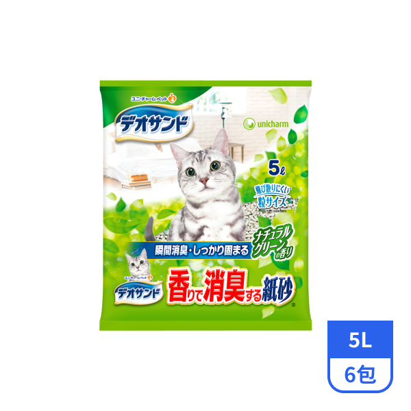 【Unicharm Pet】消臭大師-瞬間消臭紙砂(森林香)5Lx6包