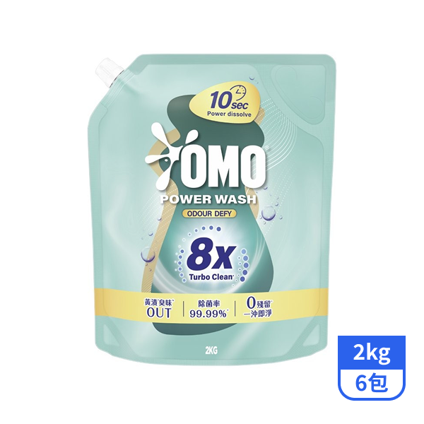 【OMO】極淨速溶高效洗衣精補充包-瞬淨除臭2kgx6包