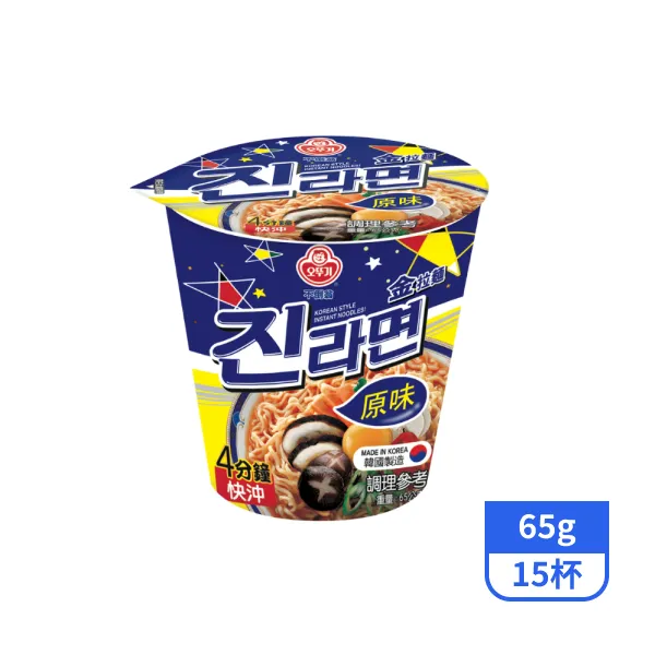 【不倒翁】韓國不倒翁金拉麵杯麵-原味 65gx15杯