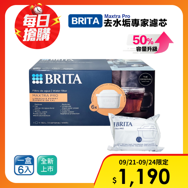 【BRITA】德國製 MAXTRA Pro Limescale Expert 去水垢濾芯 6入 濾水壺適用(歐規平輸/增強去水垢50％)
